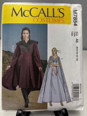 McCalls Costumes Sewing Pattern Misses 6-8-10-12-14 Fantasy Medieval Dress uncut